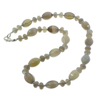 Серый агат ожерелье, серый агат, цинковый сплав Замок-карабин, натуральный  длина:Приблизительно 19 дюймовый, продается Strand