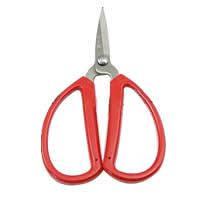 Scissors, Stainless Steel, with Plastic, 4#, red 