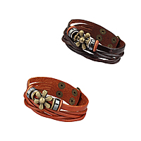 Cowhide Bracelets, with Zinc Alloy, iron snap clasp, plated nickel, lead & cadmium free, 23mm Approx 8.6 Inch 