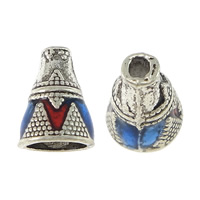 Zinc Alloy Cone Beads, silver color plated, imitation cloisonne & enamel & two tone & blacken Approx 2mm, 7mm 