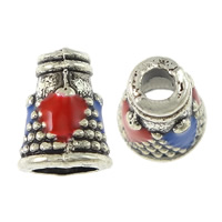 Zinc Alloy Cone Beads, silver color plated, imitation cloisonne & enamel & two tone & blacken Approx 1.5mm, 4mm 