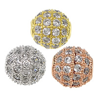 Cubic Zirconia Micro Pave Brass Beads, Round, plated, micro pave cubic zirconia 8mm Approx 2mm 