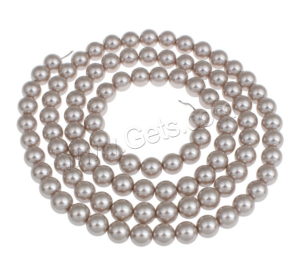 Perles de nacre en verre, perle de verre, Rond, normes différentes pour le choix, gris, grade A, Trou:Environ 1mm, Vendu par brin