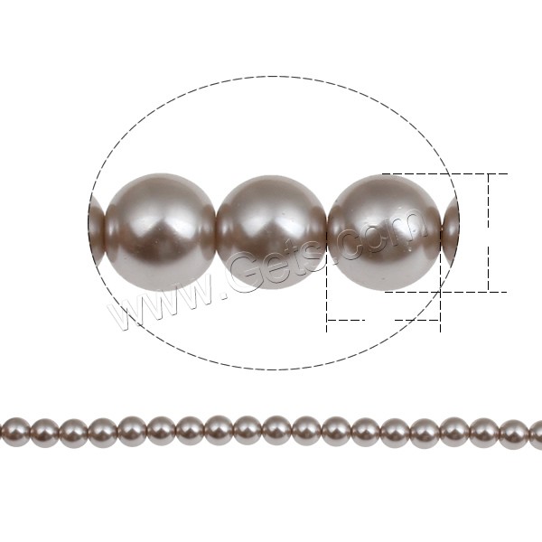 Perles de nacre en verre, perle de verre, Rond, normes différentes pour le choix, gris, grade A, Trou:Environ 1mm, Vendu par brin