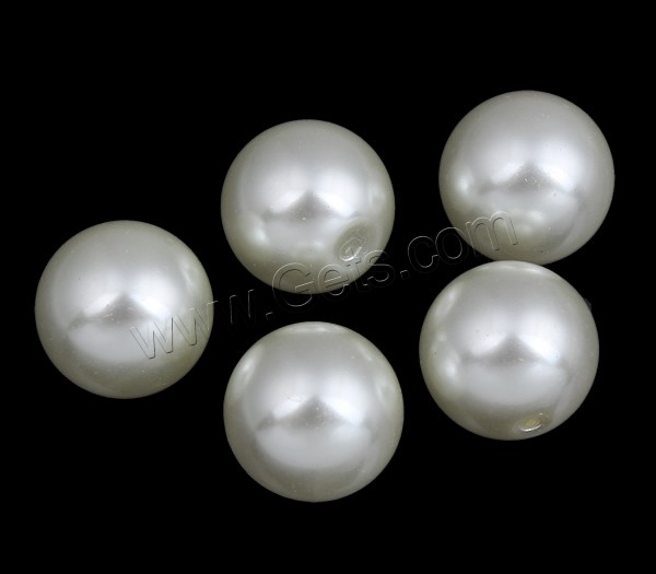 Glass Pearl Beads, Round, different size for choice & half-drilled, white, Grade A, Hole:Approx 1mm, 1000PCs/Bag, Sold By Bag