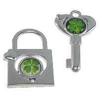 Zinc Alloy Couple Pendant, Lock and Key, platinum color plated, epoxy gel & for couple  Approx 3mm 