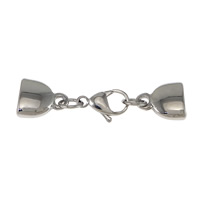 Stainless Steel Lobster Claw Cord Clasp, with end cap, original color   Approx 