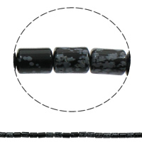 Schneeflocke Obsidian Perlen, Zylinder, natürlich, 10x14mm, Bohrung:ca. 1mm, Länge:ca. 15.3 ZollInch, ca. 28PCs/Strang, verkauft von Strang