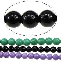 Gefärbte Jade Perlen, rund, keine, 8mm, Bohrung:ca. 0.8mm, 46PCs/Strang, verkauft von Strang