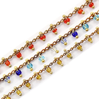 Glass Seed Beads Chain, with Brass, plated, handmade 2mm, 5mm 