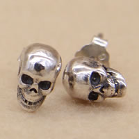 Thailand Sterling Silver Stud Earring, Skull 