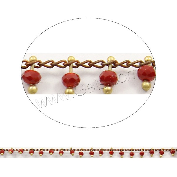 Crystal Beaded Chain, with Brass, plated, handmade & faceted, more colors for choice, 2x3x0.5mm, 2x3mm, 6mm, Sold By m
