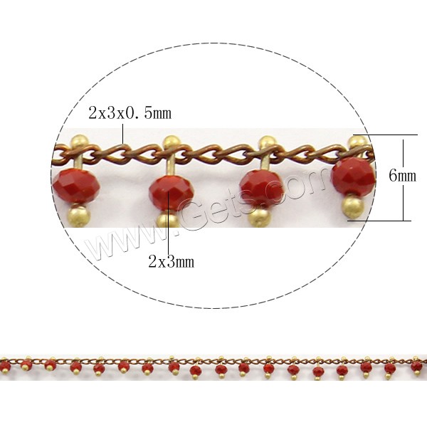 Crystal Beaded Chain, with Brass, plated, handmade & faceted, more colors for choice, 2x3x0.5mm, 2x3mm, 6mm, Sold By m