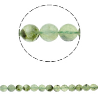Natürliche Grüne Quarz Perlen, Grüner Quarz, rund, facettierte, 12mm, Bohrung:ca. 1.5mm, Länge:ca. 15.7 ZollInch, ca. 35PCs/Strang, verkauft von Strang