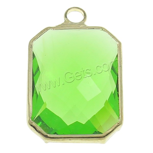 Кристалл латунь подвески, Кристаллы, с Латунь, Восьмиугольник, плакирован золотом, разный размер для выбора & граненый, кристальный зеленый, отверстие:Приблизительно 2mm, продается PC