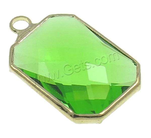 Crystal Brass Pendants, with Brass, Octagon, gold color plated, different size for choice & faceted, Crystal Green, Hole:Approx 2mm, Sold By PC