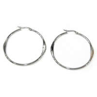 Stainless Steel Hoop Earring, Flat Round, original color 