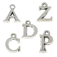 Pendentif alphabet en zinc, alliage de zinc, lettre, Plaqué de couleur d'argent, styles différents pour le choix Environ 1.5mm, Vendu par PC