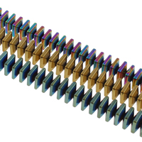 Las Perlas De Hematites Sin Magnético, Hematita no magnética, Cuadrado, chapado, más colores para la opción, 6x3mm, agujero:aproximado 1mm, longitud:aproximado 15.7 Inch, aproximado 100PCs/Sarta, Vendido por Sarta