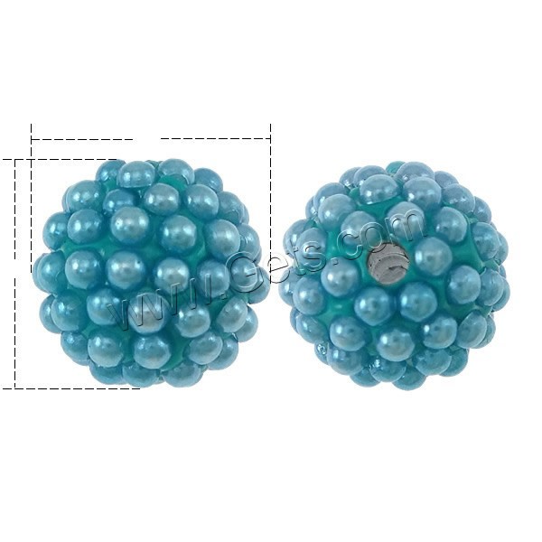 Resin Jewelry Beads, Clay Pave, with Resin Pearl, Round, different size for choice & half-drilled, more colors for choice, Hole:Approx 1mm, Sold By PC
