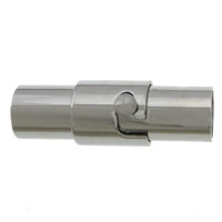 Runder Edelstahl Magnetverschluss, 304 Edelstahl, Zylinder, originale Farbe, 17x6x7mm, Bohrung:ca. 4mm, verkauft von PC[