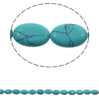 Synthetische Türkis Perlen, flachoval, blau, 13x18x5mm, Bohrung:ca. 1.5mm, Länge:ca. 14.9 ZollInch, ca. 22PCs/Strang, verkauft von Strang