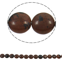 Бусины из камня махагон-обсидиан, коричневато-красный обсоди, Плоская круглая форма, натуральный отверстие:Приблизительно 1.5mm, длина:Приблизительно 14.5 дюймовый, Приблизительно 24ПК/Strand, продается Strand
