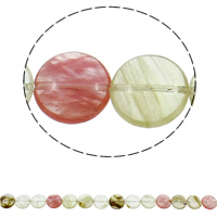 Wassermelone Perle, flache Runde, natürlich, 16x6mm, Bohrung:ca. 1.5mm, Länge:ca. 14.9 ZollInch, ca. 25PCs/Strang, verkauft von Strang