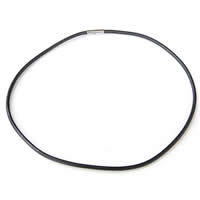 Cowhide Necklace Cord, stainless steel magnetic clasp, black, 3mm Inch 
