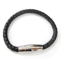Cowhide Bracelets, stainless steel magnetic clasp 6.5mm .5 Inch 