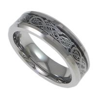 Men Stainless Steel Ring in Bulk, Tungsten Alloy, platinum color plated 6mm 