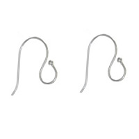 Sterling Silver Hook Earwire, 925 Sterling Silver, plated 15mm,0.7mm Approx 4mm 