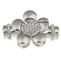 Zinc Alloy Magnetic Clasp, Flower, plated, with rhinestone nickel, lead & cadmium free Approx 5.5mm 