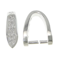 Sterling Silver Pinch Bail, 925 Sterling Silver, plated, with cubic zirconia 0.8mm 
