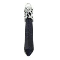 Blue Goldstone Pendants, with Brass, pendulum, platinum color plated, natural Approx 