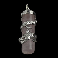 Rose Quartz Pendant, with Brass, Column, platinum color plated, natural Approx 