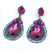 Crystal Rhinestone Earring, Zinc Alloy, with Crystal, Teardrop, antique gold color plated, faceted & with rhinestone 