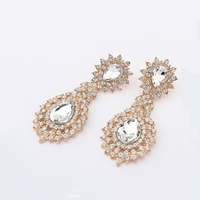 Crystal Rhinestone Earring, Zinc Alloy, with Crystal, rose gold color plated, faceted & with rhinestone 