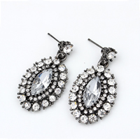 Crystal Rhinestone Earring, Zinc Alloy, with Crystal, plumbum black color plated, faceted & with rhinestone 