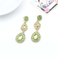 Crystal Rhinestone Earring, Zinc Alloy, with Crystal, gold color plated, faceted & with rhinestone 
