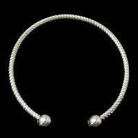 Brass Ball End Cuff Bangle, plated 3mm,10mm, Inner Approx 59mm Approx 7.3 Inch 