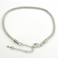 Laiton European Bracelet chaîne, avec 2lnch chaînes de rallonge, Placage, plus de couleurs à choisir, 3mm Environ 8 pouce, Vendu par brin