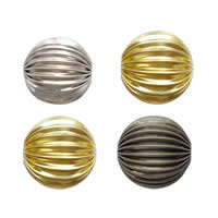 Corrugated Brass Beads, Round, plated 4mm Approx 1mm 