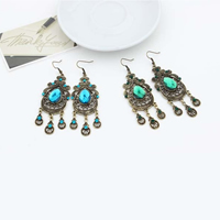 Crystal Rhinestone Earring, Zinc Alloy, with Crystal, antique bronze color plated, faceted & with rhinestone 
