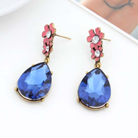 Crystal Drop Earring, Zinc Alloy, with Crystal, Teardrop, antique gold color plated, enamel & faceted & with rhinestone 