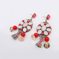Crystal Drop Earring, Zinc Alloy, with Nylon Cord & Acrylic, antique gold color plated 