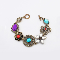 Zinc Alloy Crystal Bracelets, with Crystal, antique gold color plated, faceted & with rhinestone, 27mm Approx 7.8 Inch 