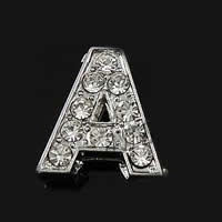 Zinc Alloy Letter Slide Charm, Letter A, plated, with Mideast rhinestone nickel free Approx 