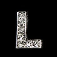Zinc Alloy Letter Slide Charm, Letter L, plated, plating thickness more than 3μm & with Mideast rhinestone nickel free, Grade A Approx 