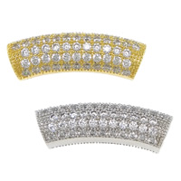 Cubic Zirconia Micro Pave Brass Beads, Curved Tube, plated, micro pave cubic zirconia Approx 4.5mm 